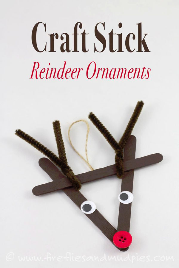 Super Cute Craft Stick Reindeer Ornament | Featured with 29 Awesome Classroom Christmas Party Ideas {OneCreativeMommy.com}