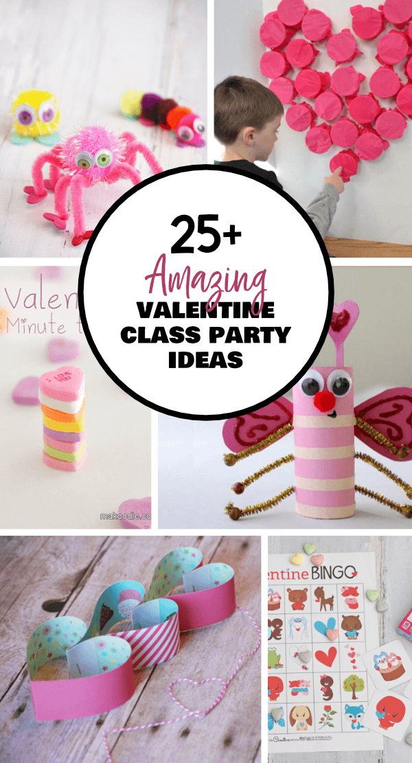 In charge of the Valentine class party this year? Check out 25+ ideas to get you started with games, crafts, printables and more! {OneCreativeMommy.com} #valentinesday #valentinegames #classparty