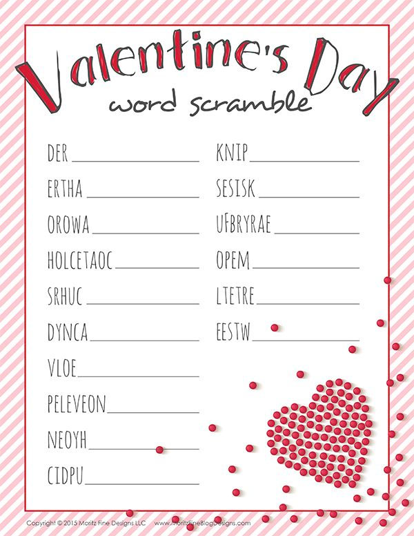 Valentine Word Scramble | Featured in 25+ Awesome Valentine Class Party Ideas Roundup {OneCreativeMommy.com}
