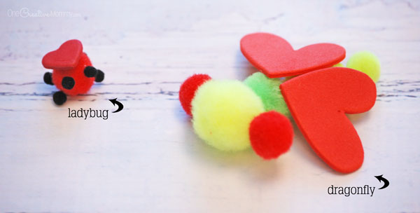 kærlighed Bugs Valentine håndværk ide {OneCreativeMommy.com}