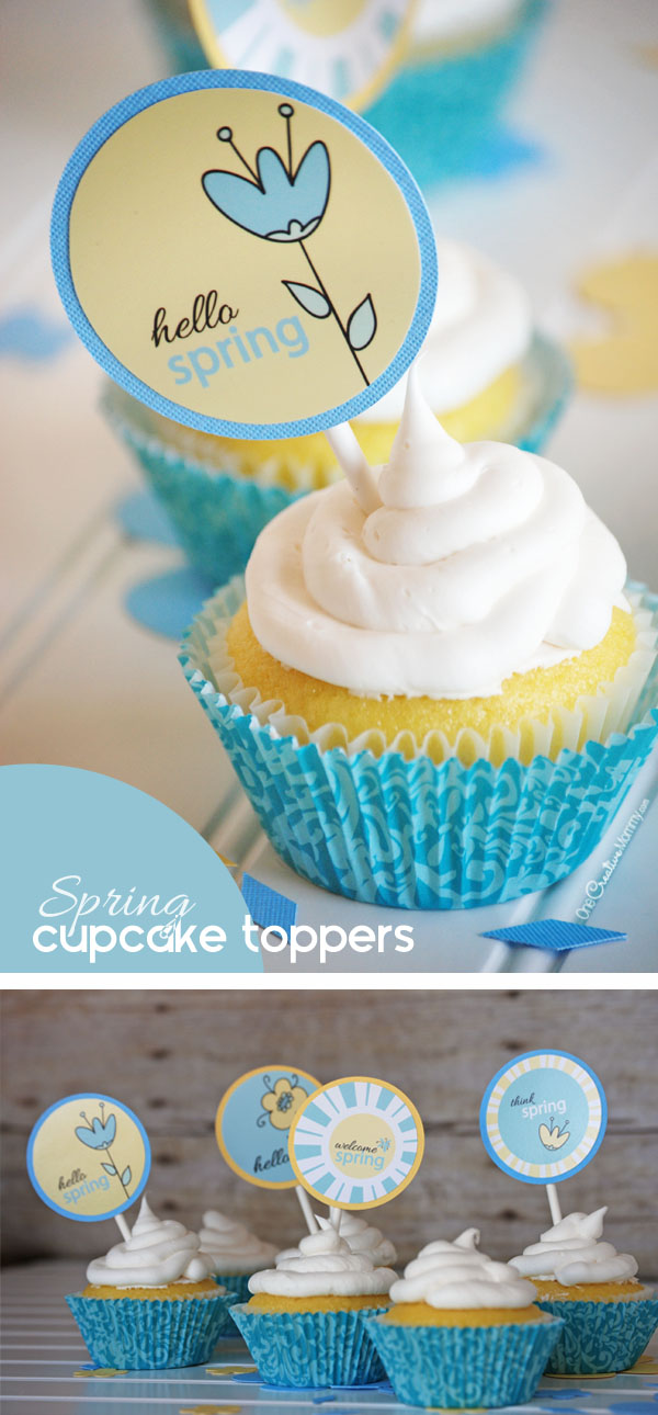 Welcome Spring with these adorable Spring Cupcake Picks! {OneCreativeMommy.com} 4 Designs