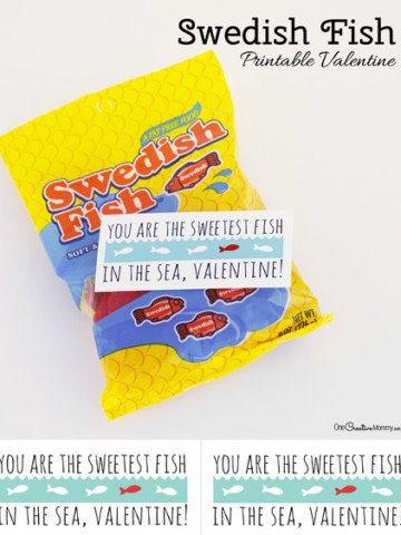 Quick and easy printable Valentine idea for Swedish Fish -- You are the sweetest fish in the sea, Valentine! {OneCreativeMommy.com}