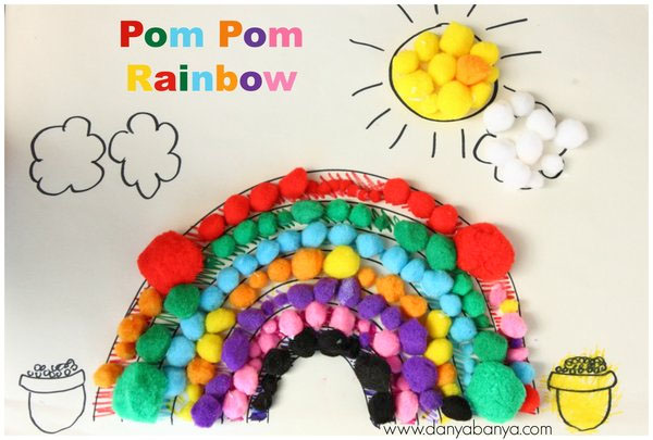 Pom Pom Rainbows | Featured in the Best St. Patrick's Day Crafts for Kids Roundup!{OneCreativeMommy.com}