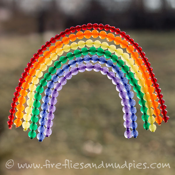 Rainbow Beaded Suncatchers | Featured in the Best St. Patrick's Day Crafts for Kids Roundup!{OneCreativeMommy.com}