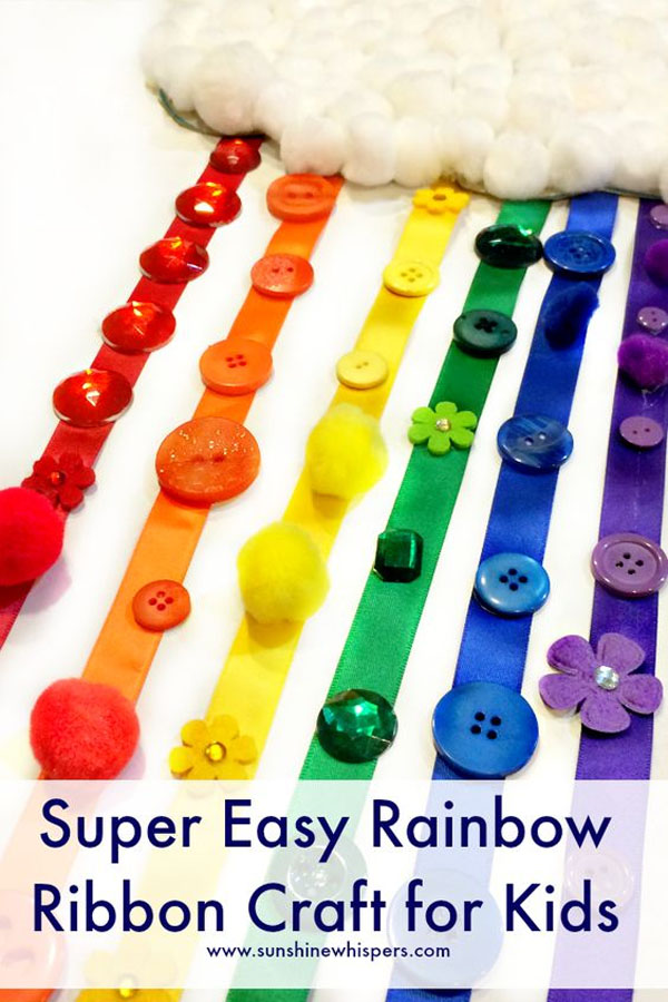 Beautiful Rainbow Ribbon Craft | Featured in the Best St. Patrick's Day Crafts for Kids Roundup!{OneCreativeMommy.com}