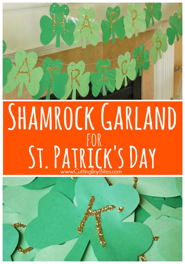Shamrock Garland | Featured in the Best St. Patrick's Day Crafts for Kids Roundup!{OneCreativeMommy.com}