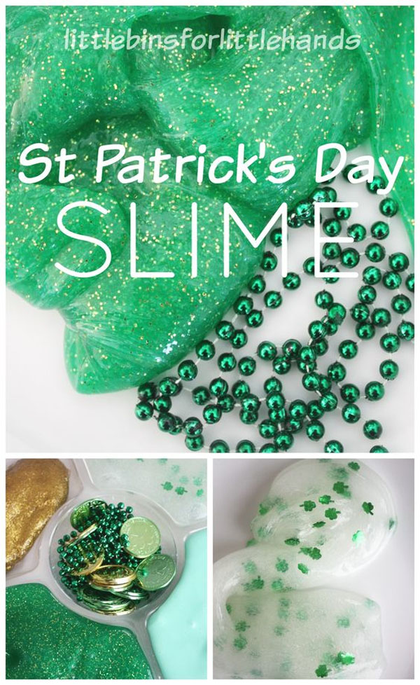 St. Patrick's Day Slime | Featured in the Best St. Patrick's Day Crafts for Kids Roundup!{OneCreativeMommy.com}