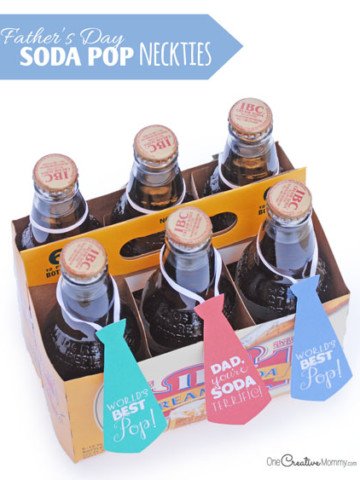 Super cute, quick and easy Father's Day gift idea! Soda Pop Necktie Printables {OneCreativeMommy.com} Great gift idea for Dad