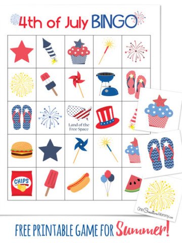 Cool summer game perfect for a 4th of July picnic or family reunion! 4th of July Bingo {OneCreativeMommy.com} Free Printables - 10 Boards and calling cards
