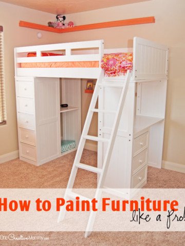 Getting ready to give your furniture a makeover? Check out these tips to learn how to paint furniture like a pro! {OneCreativeMommy.com} Furniture Painting Tips {Dark paint to white}