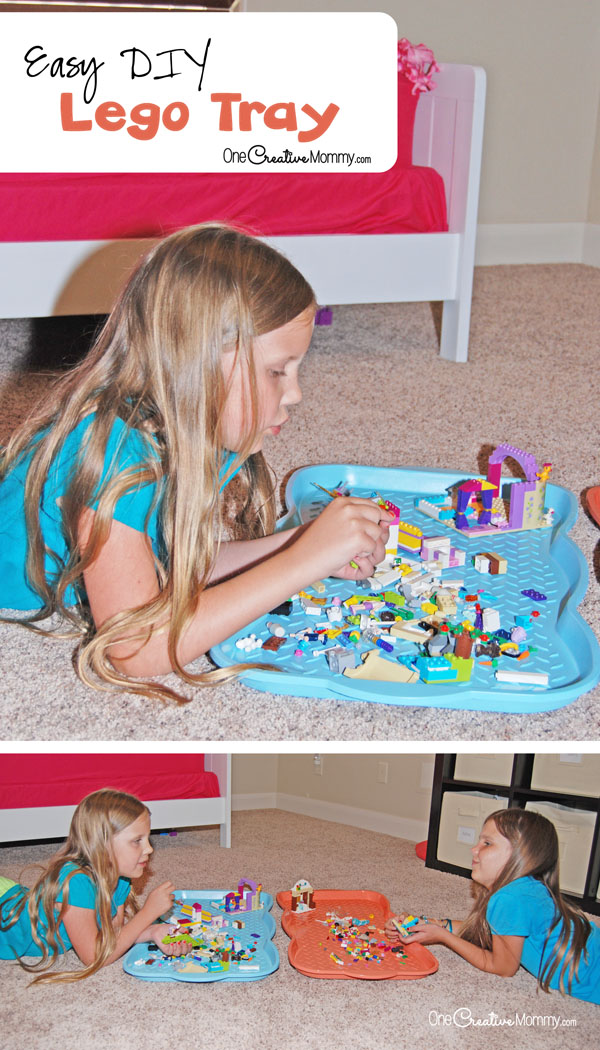 Tame the Lego mess with this simple Lego tray. No more Legos everywhere! {OneCreativeMommy.com}