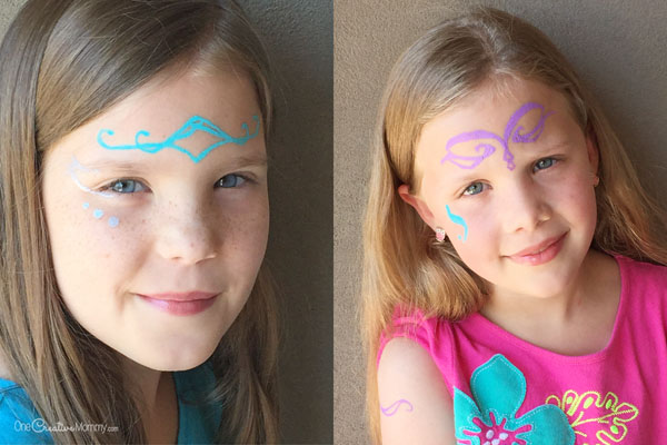 Easily create your kids' favorite Lego Elves characters with face paint. A simple last minute Halloween costume! {OneCreativeMommy.com}