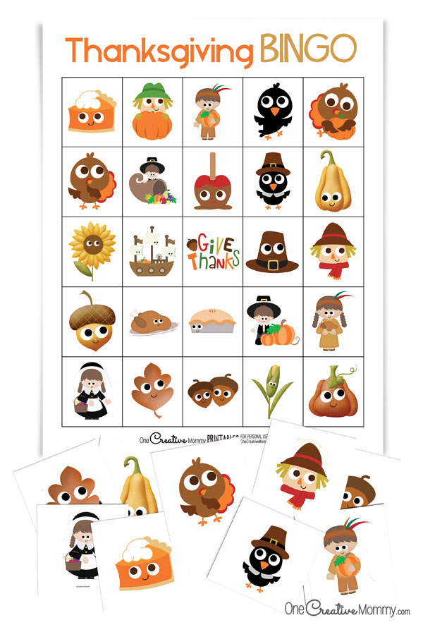 Thanksgiving Bingo is perfect to keep the kids busy while you fix Thanksgiving dinner. {OneCreativeMommy.com} Free Printables #Thanksgiving #bingo #familygames #thanksgivinggameswhile they wait for Thanksgiving dinner! I love Bingo! {OneCreativeMommy.com} Free Printable Thanksgiving Bingo Boards #thanksgiving #bingo #printablebingo #thanksgivinggames