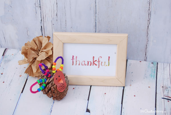 Simple watercolor Thanksgiving printables | Thankful & Blessed {OneCreativeMommy.com}