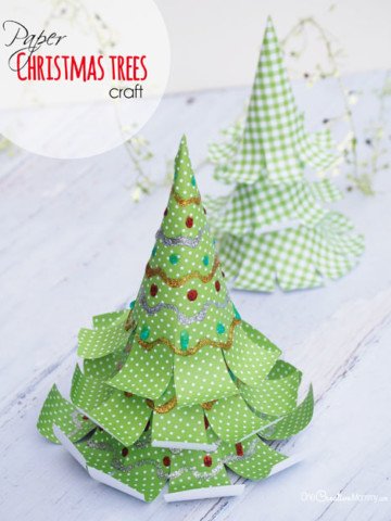 Amazing Paper Christmas Tree Crafts! {OneCreativeMommy.com} These are so perfect to make with the kids over Christmas break! #sponsored