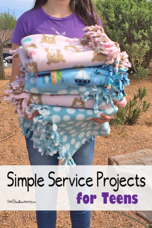 Simple service projects for teens to try today! Make these easy fleece blankets. {OneCreativeMommy.com} Step-by-step tutorial | Community service ideas