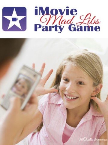 We combined iMovie trailers with the classic game of Mad Libs for tons of kids party fun! Host an iMovie party or use it as a spy party game. So much fun! {OneCreativeMommy.com} Kids party games