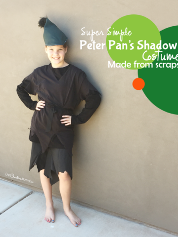 Make this simple Peter Pan Shadow Costume with fabric scraps and thrift store finds! So Easy! {OneCreativeMommy.com} Halloween Costume Ideas for Kids