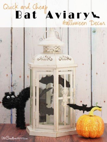 Transform your existing decor to create these spooky and cheap Halloween decorations for only $1! {OneCreativeMommy.com} DIY Bat Aviary