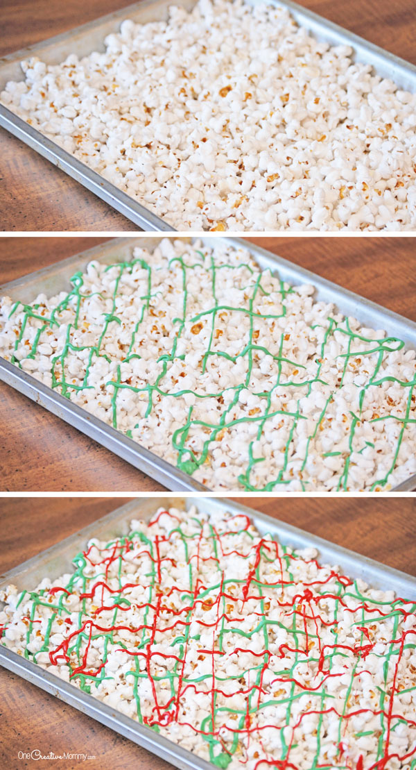 Follow easy steps to make this delicious white chocolate popcorn with sea salt for the holidays {OneCreativeMommy.com}