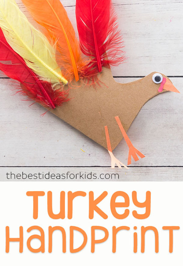 Turkey Handprint Craft with Poem from The Best Ideas for Kids | Featured in the Ultimate Turkey Crafts for Kids Roundup {OneCreativeMommy.com}