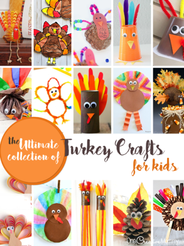 The Ultimate Turkey Crafts Roundup is sure to have the perfect Thanksgiving craft for your holiday! {OneCreativeMommy.com} More than 55 Turkey Crafts for Kids!