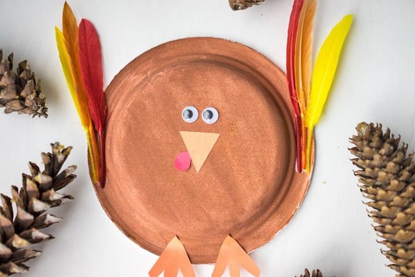 Paper Plate Turkeys from The Best Ideas for Kids | Featured in the Ultimate Turkey Crafts for Kids Roundup {OneCreativeMommy.com}