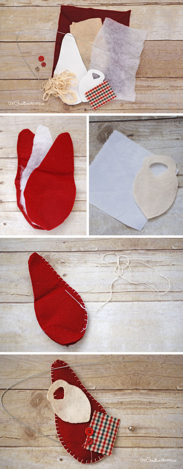 How to make a rustic Santa Claus Door Hanger {OneCreativeMommy.com} Christmas Craft Tutorial