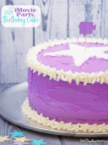 Our iMovie Birthday party was seriously the most fun ever! Check out how to create this super easy iMovie Birthday Cake! {OneCreativeMommy.com} #imovie #birthdaycake #kidsparty