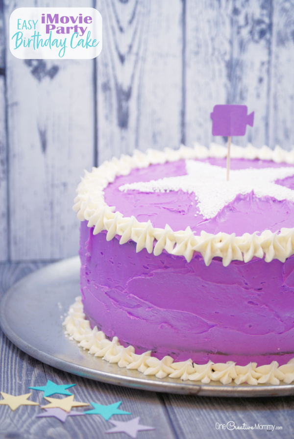 Our iMovie Birthday party was seriously the most fun ever! Check out how to create this super easy iMovie Birthday Cake! {OneCreativeMommy.com} #imovie #birthdaycake #kidsparty