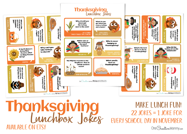 Super Silly Thanksgiving Lunchbox Jokes - onecreativemommy.com