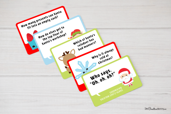 Aren't these Christmas lunchbox jokes the cutest? My kids can't wait to share the next joke with their friends each day. What a great way to make school lunch fun. {OneCreativeMommy.com} Free printables #lunchboxideas #lunchboxnotes #jokes #christmas