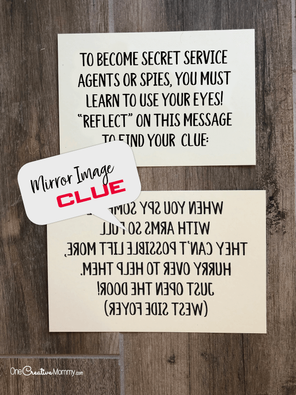 Mirror Clue for Secret Service Activity {OneCreativeMommy.com} #secretservice #spyclues
