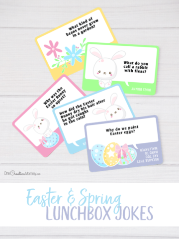 I'm so excited to use these adorable Easter Lunchbox jokes! My kids are always excited for the next joke. {OneCreativeMommy.com} Free Lunchbox Jokes, Easter Activities #lunchboxjokes #lunchboxlovenotes #lunchboxideas #easter
