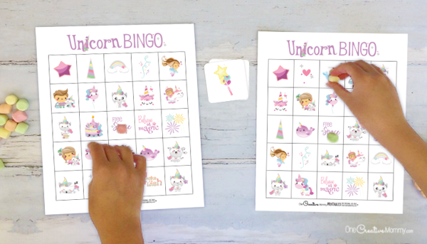 I can't wait to play Unicorn Bingo with my kids! It's perfect for a birthday party, too. {OneCreativeMommy.com} Free Printables #bingo #unicorns #kidsbirthdaypartyideas