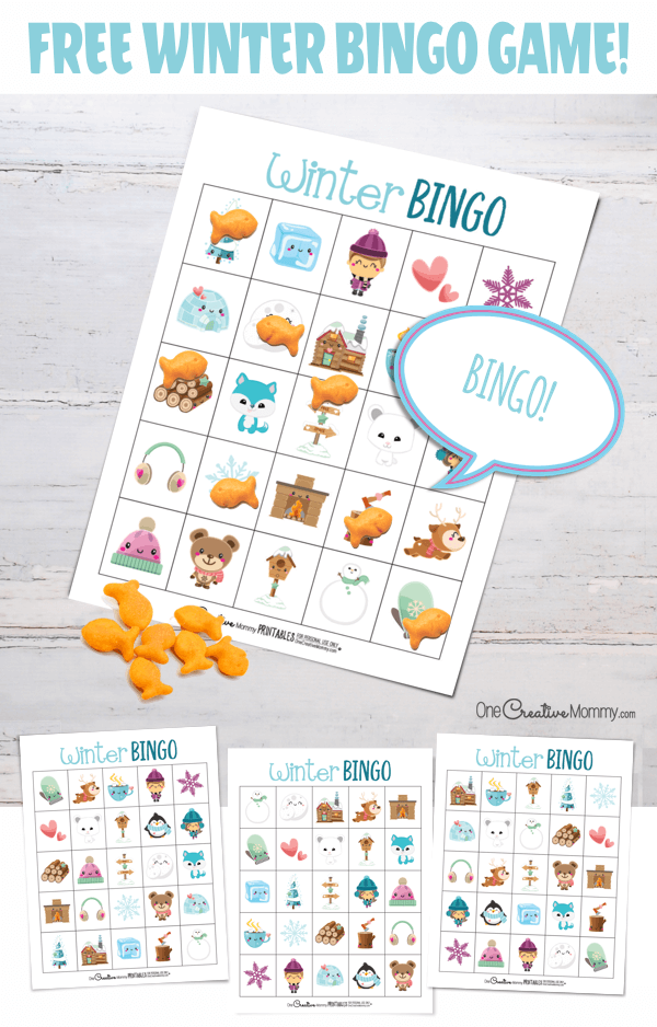 This adorable winter bingo game is a perfect boredom buster for Winter Break! {OneCreativeMommy.com} #printable #bingo #winter #fungamesforkids