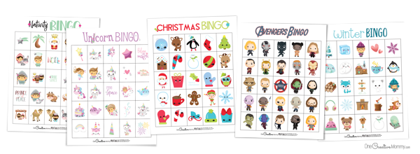 Best bingo games to entertain your kids over winter break {OneCreativeMommy.com} #bingoboards #boredombusters