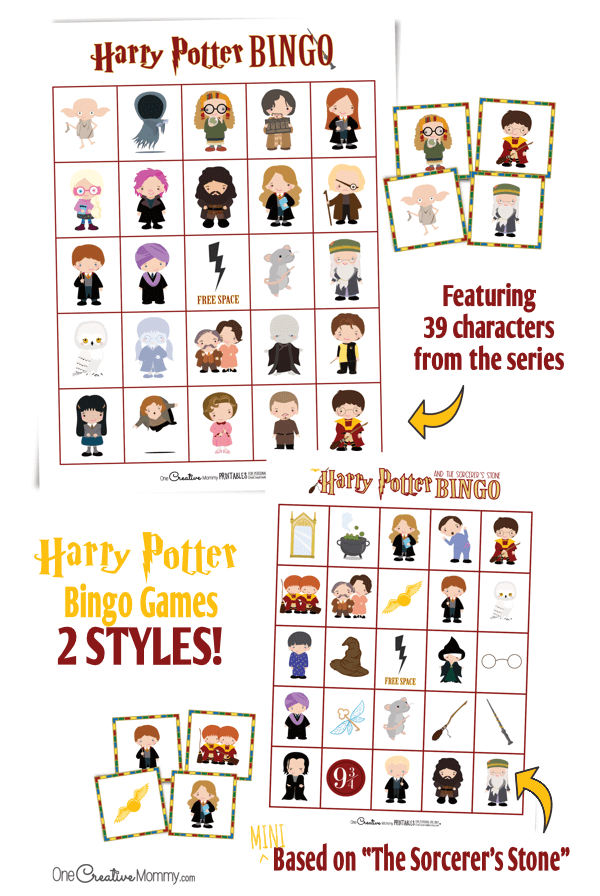 These Harry Potter bingo games are perfect for any party or game night. {OneCreativeMommy.com} #free #Harrypotterparty #harrypotterbirthdayparty