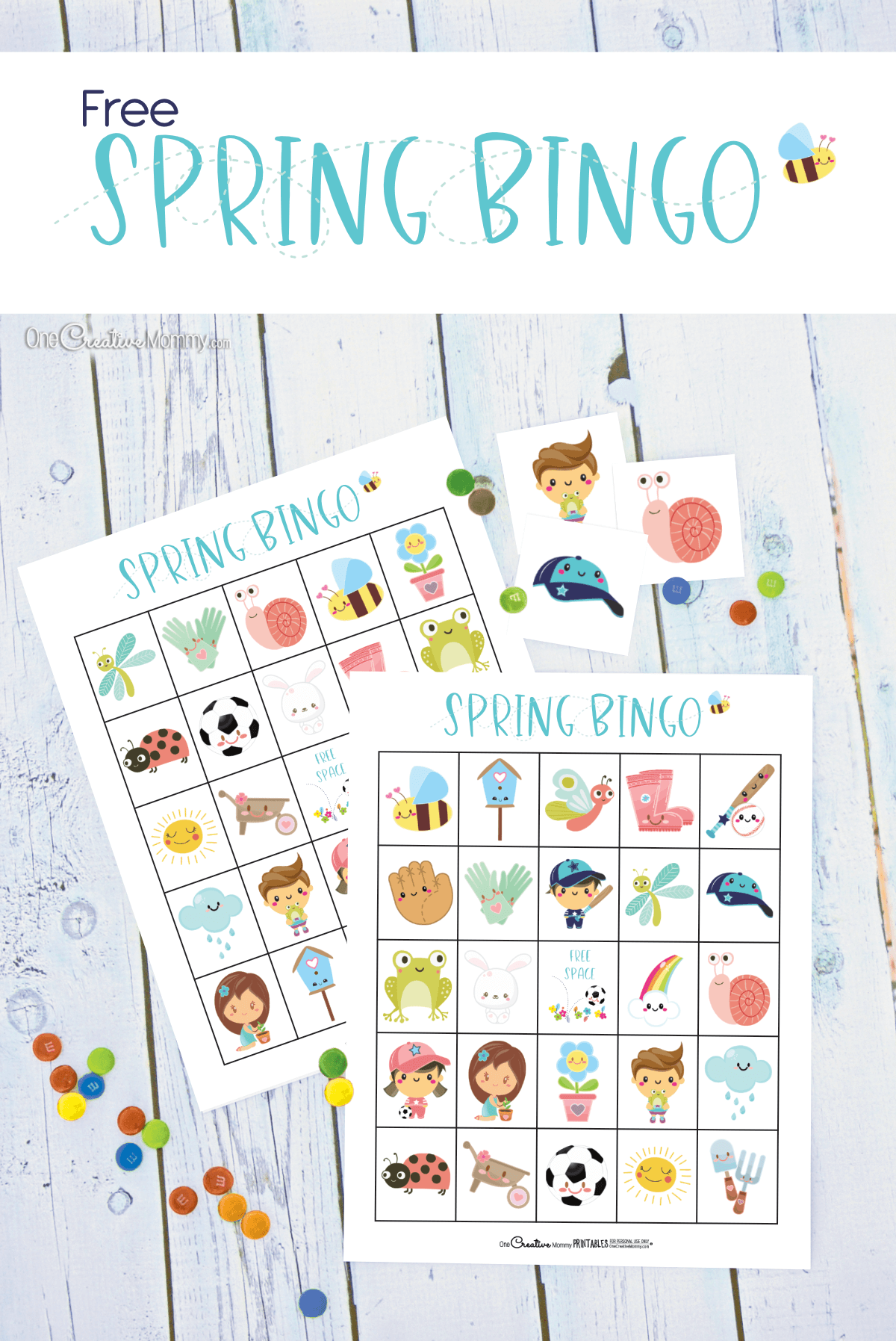 Download this adorable Spring Bingo game today! {OneCreativeMommy.com} #springbingo #printable